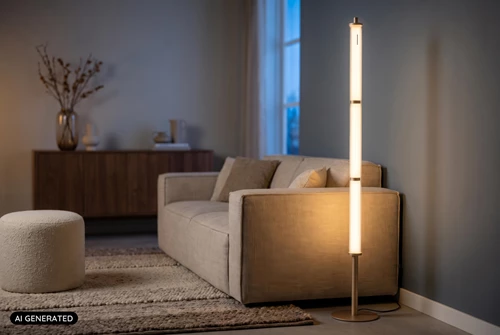 Lucide VALENTINE - Floor lamp - Ø 23 cm - LED Dim. - CCT - 1x37W 2200K/3000K - Champagne Color - Vibes - AI 1